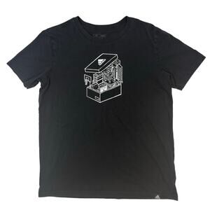 Adidas Boys XL Black Graphic T-Shirt Regular Fit Short Sleeve Casual Tee